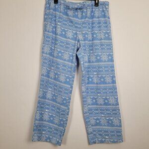 Vineyard Vines Blue Snowflake Fair Isle 100% Cotton Flannel Pajama Pant M